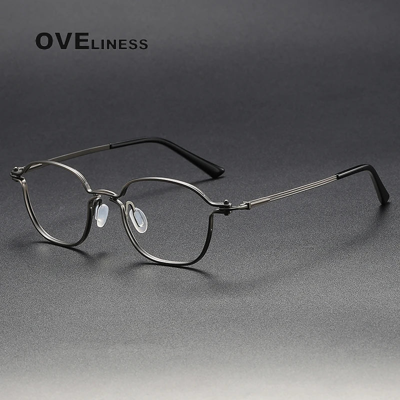 Oveliness Unisex Full Rim Round Titanium Eyeglasses C207 Full Rim Oveliness gun  