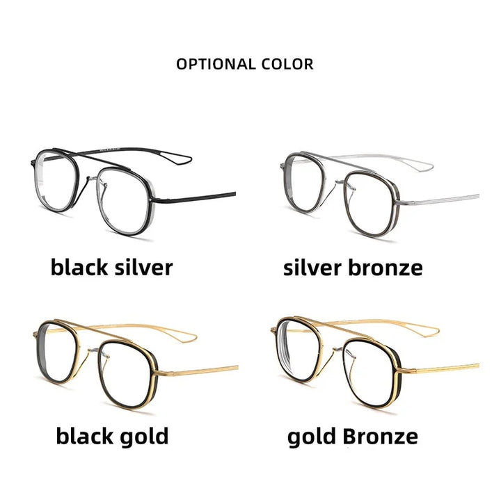 Kocolior Unisex Full Rim Square Double Bridge Titanium Eyeglasses 3185 Full Rim Kocolior
