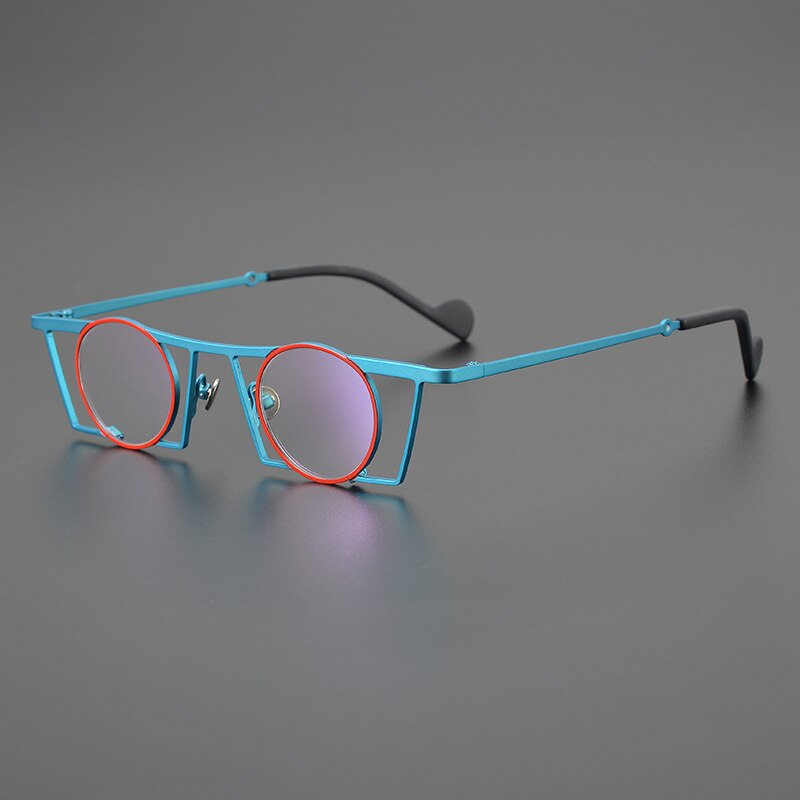 Gatenac Unisex Full Rim Square Round Titanium Eyeglasses Gxyj1035 Full Rim Gatenac Blue