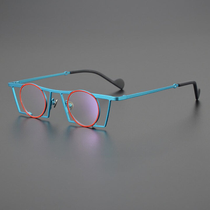 Gatenac Unisex Full Rim Square Round Titanium Eyeglasses Gxyj1035 Full Rim Gatenac Blue