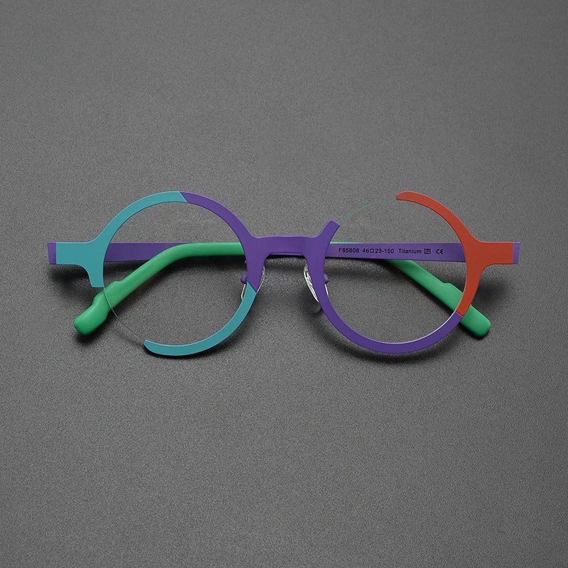 Nobler Unisex Semi Rim Round Titanium Eyeglasses 5808 Full Rim Nobler C5