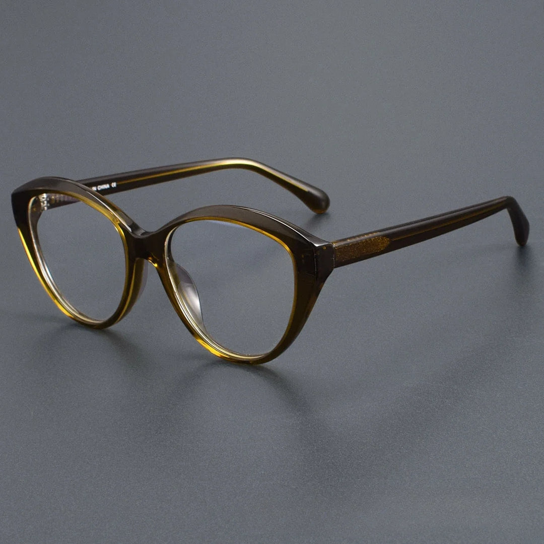 Hewei Unisex Full Rim Oval Cat Eye Acetate Eyeglasses 83464 Full Rim Hewei C1 CHINA