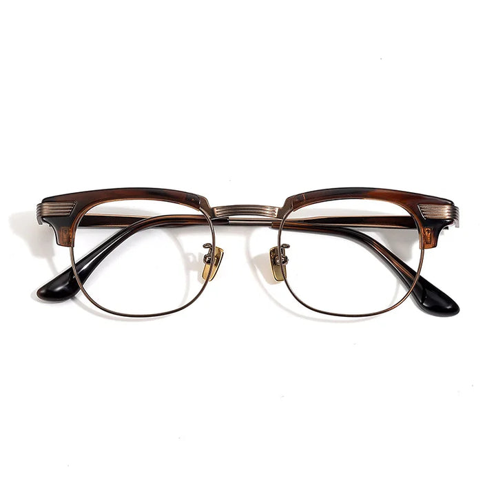 Black Mask Unisex Full Rim Oval Square Titanium Acetate Eyeglasses 42909 Full Rim Black Mask