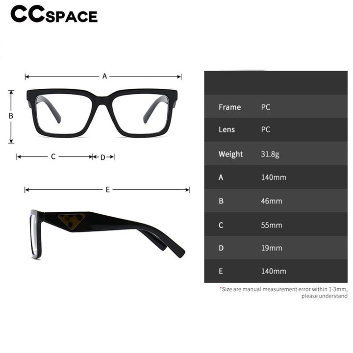 CCspace Unisex Full Rim Square Tr 90 Eyeglasses 56311 Full Rim CCspace