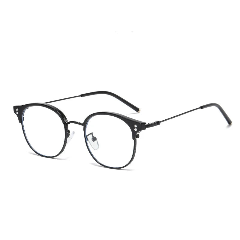 Kocolior Mens Full Frame Small Browline Square Alloy Reading Glasses 22001 Reading Glasses Kocolior Black +100