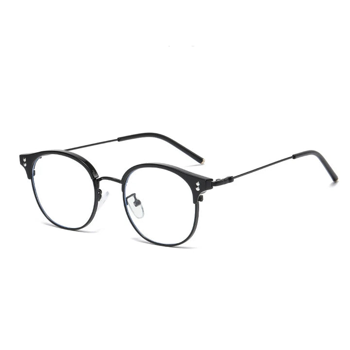 Kocolior Mens Full Frame Small Browline Square Alloy Reading Glasses 22001 Reading Glasses Kocolior Black +100