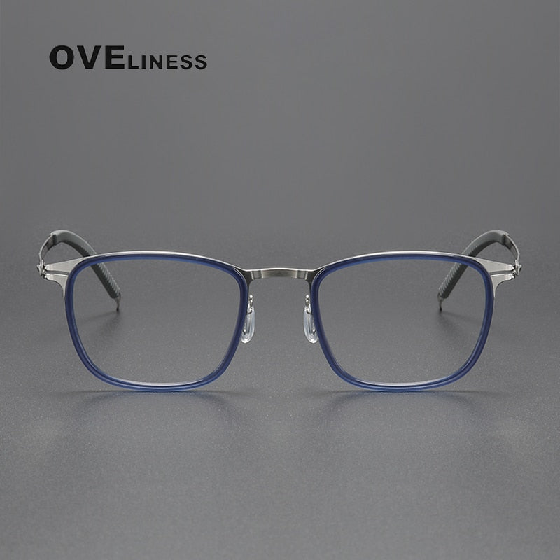 Oveliness Unisex Full Rim Square Screwless Titanium Acetate Eyeglasses 8202315 Full Rim Oveliness   