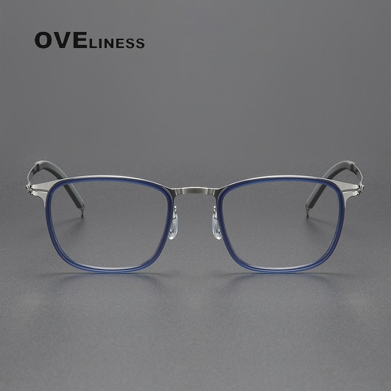 Oveliness Unisex Full Rim Square Screwless Titanium Acetate Eyeglasses 8202315 Full Rim Oveliness