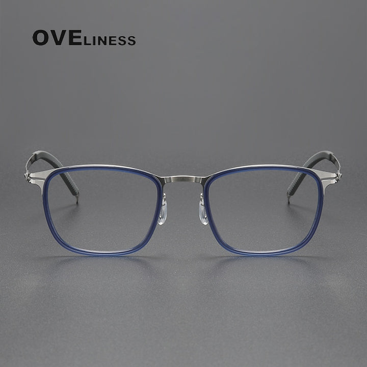 Oveliness Unisex Full Rim Square Screwless Titanium Acetate Eyeglasses 8202315 Full Rim Oveliness   