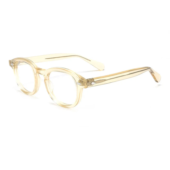 Hdcrafter Unisex Full Rim Oval Square Acetate Eyeglasses 3 Sizes 80122 Full Rim Hdcrafter Eyeglasses Yellow-44MM