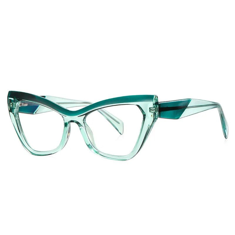 CCSpace Women's Full Rim Cat Eye Tr 90 Titanium Eyeglasses 57062 Full Rim CCspace C6Green  