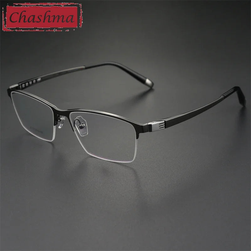 Chashma Women's Semi Rim Square Titanium Reading Glasses 27039 Reading Glasses Chashma Gray Single Version 1.56|Photo Brown