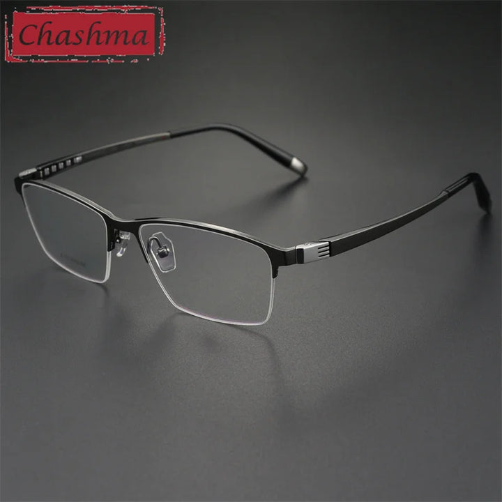 Chashma Women's Semi Rim Square Titanium Reading Glasses 27039 Reading Glasses Chashma Gray Single Version 1.56|Photo Brown