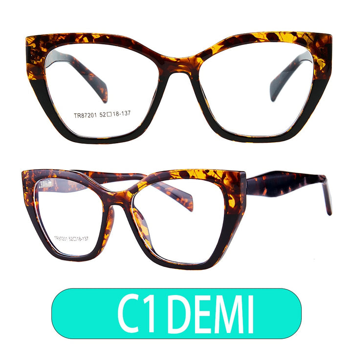 CCspace Unisex Full Rim Square Acetate Eyeglasses 56455 Full Rim CCspace C1Leopard