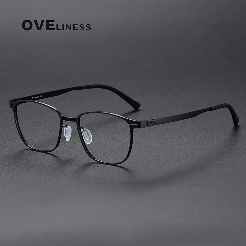 Oveliness Unisex Full Rim Square Screwless Titanium Eyeglasses 0978 Full Rim Oveliness black