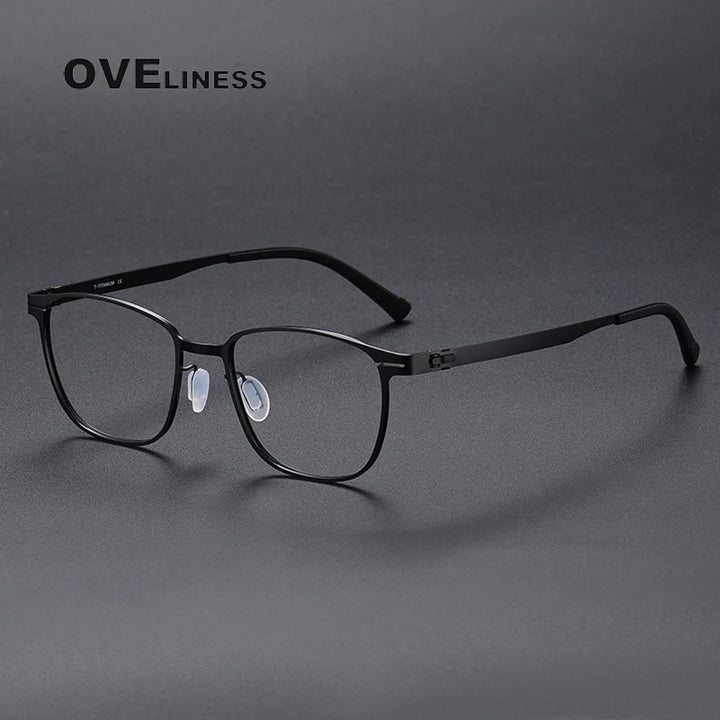 Oveliness Unisex Full Rim Square Screwless Titanium Eyeglasses 0978 Full Rim Oveliness black