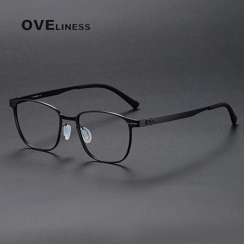 Oveliness Unisex Full Rim Square Screwless Titanium Eyeglasses 0978 Full Rim Oveliness black  