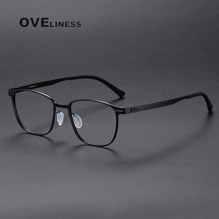 Oveliness Unisex Full Rim Square Screwless Titanium Eyeglasses 0978 Full Rim Oveliness black  