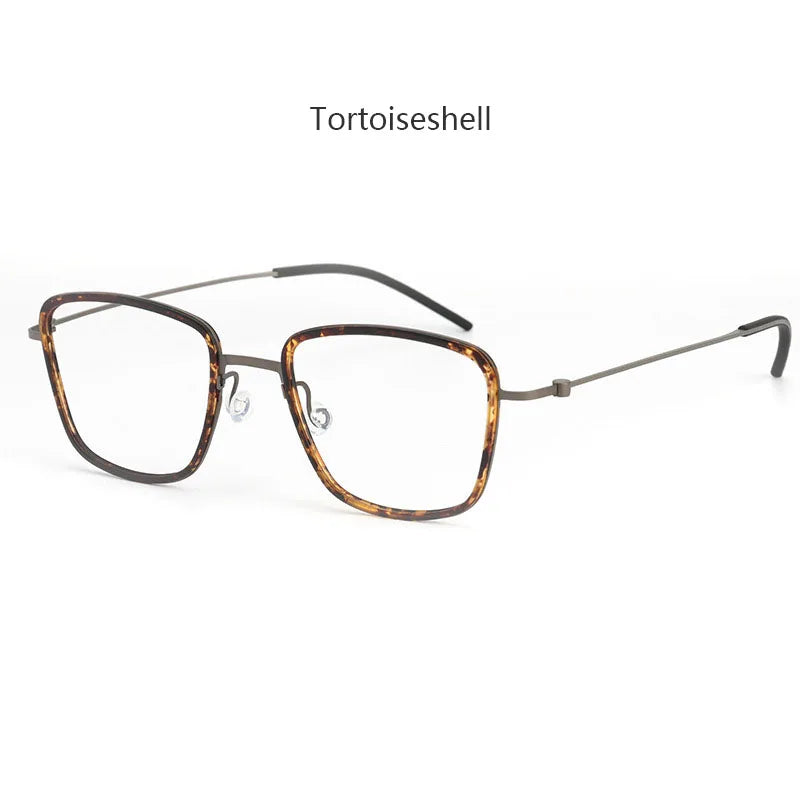 Hdcrafter Unisex Full Rim Polygon Square Tr 90 Titanium Eyeglasses 425510 Full Rim Hdcrafter Eyeglasses Tortoiseshell