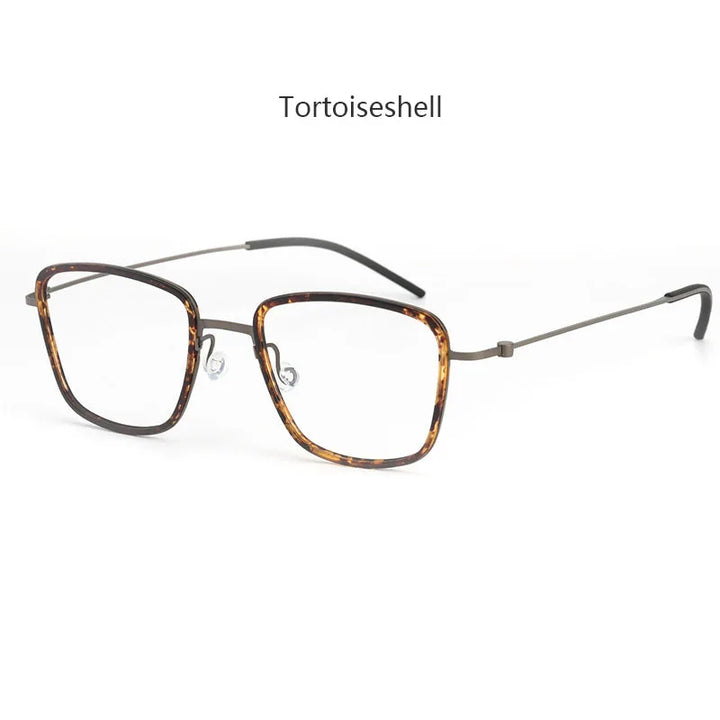 Hdcrafter Unisex Full Rim Polygon Square Tr 90 Titanium Eyeglasses 425510 Full Rim Hdcrafter Eyeglasses Tortoiseshell