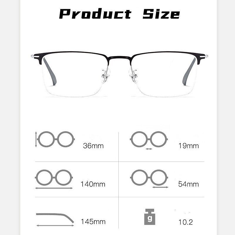 Yimaruili Men's Semi Rim Square Alloy Eyeglasses 0608 Semi Rim Yimaruili Eyeglasses