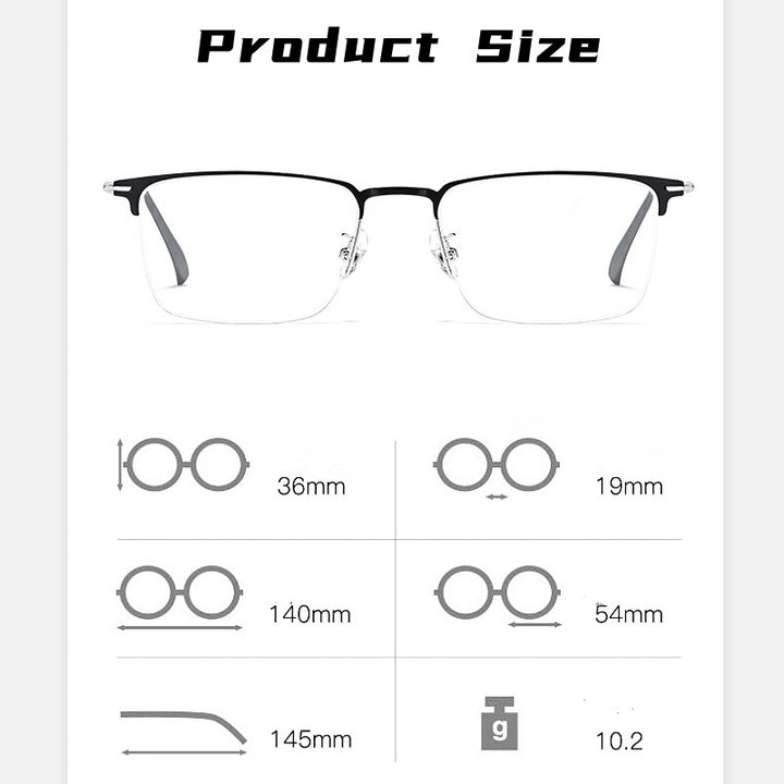 Yimaruili Men's Semi Rim Square Alloy Eyeglasses 0608 Semi Rim Yimaruili Eyeglasses