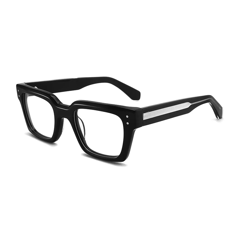 Gatenac Unisex Full Rim Square Thick Acetate Eyeglasses Gxyj1565 Full Rim Gatenac Black