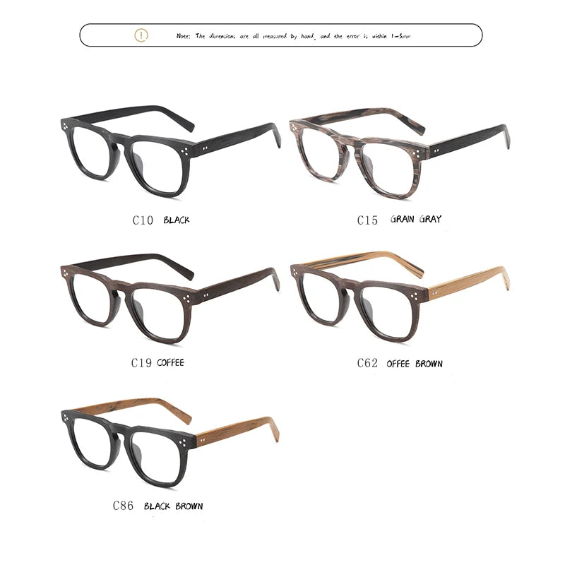 Hdcrafter Unisex Full Rim Square Wood  Eyeglasses 8182 Full Rim Hdcrafter Eyeglasses