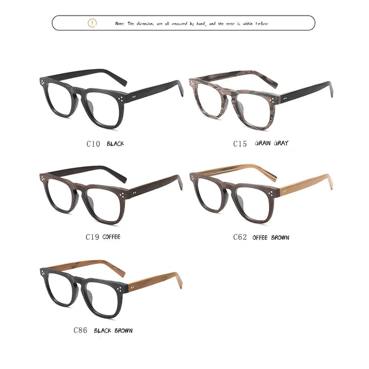 Hdcrafter Unisex Full Rim Square Wood  Eyeglasses 8182 Full Rim Hdcrafter Eyeglasses