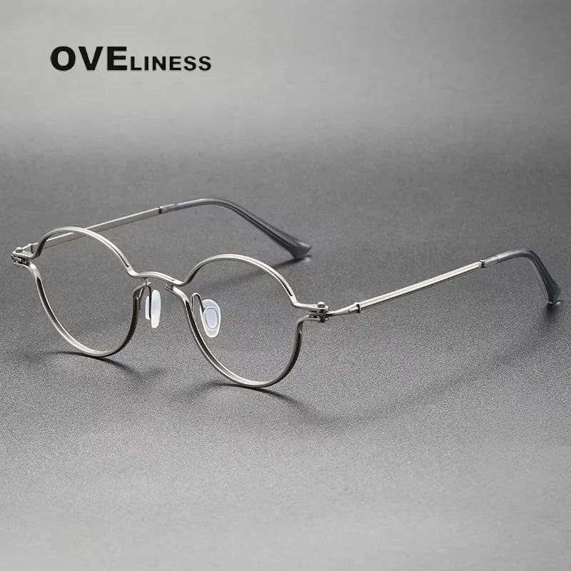 Oveliness Unisex Full Rim Round Acetate Titanium Eyeglasses 25895