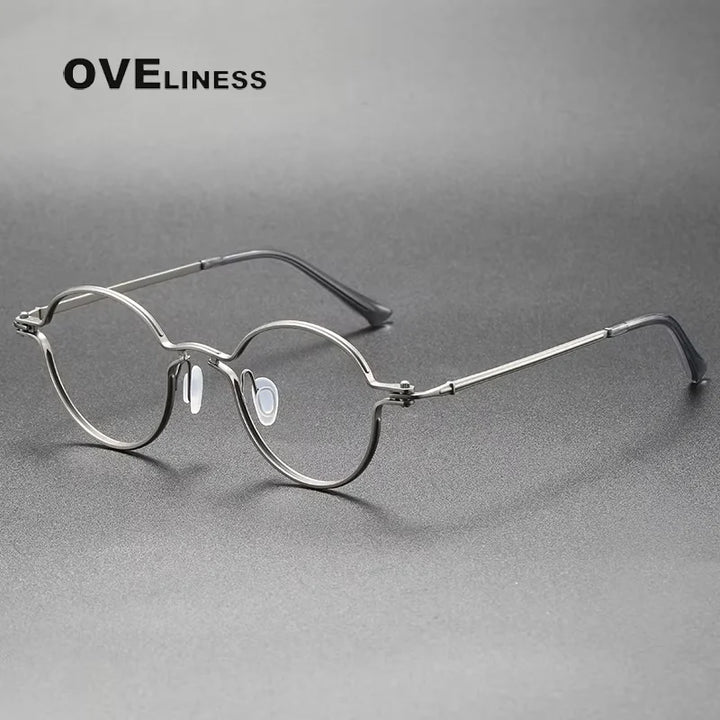 Oveliness Unisex Full Rim Round Acetate Titanium Eyeglasses 25895