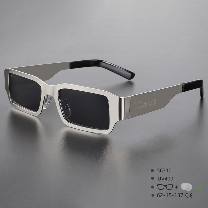 CCspace Unisex Full Rim Rectangle Alloy UV400 Sunglasses 56310 Sunglasses CCspace Sunglasses CCspaceSilver