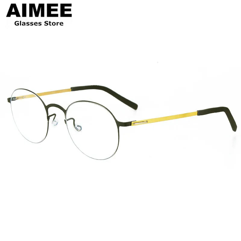 Aimee Women's Full Rim Round Screwless Titanium Eyeglasses 18808