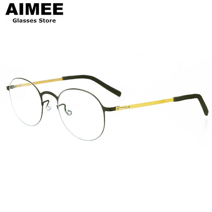 Aimee Women's Full Rim Round Screwless Titanium Eyeglasses 18808
