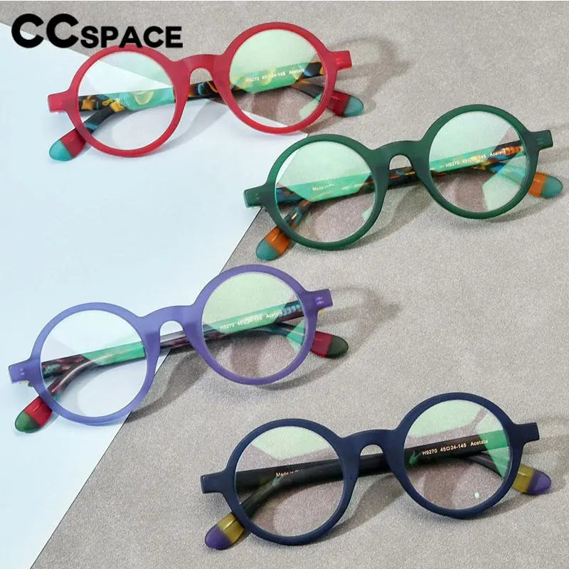 CCspace Unisex Full Rim Round Acetate Eyeglasses 56919 Full Rim CCspace