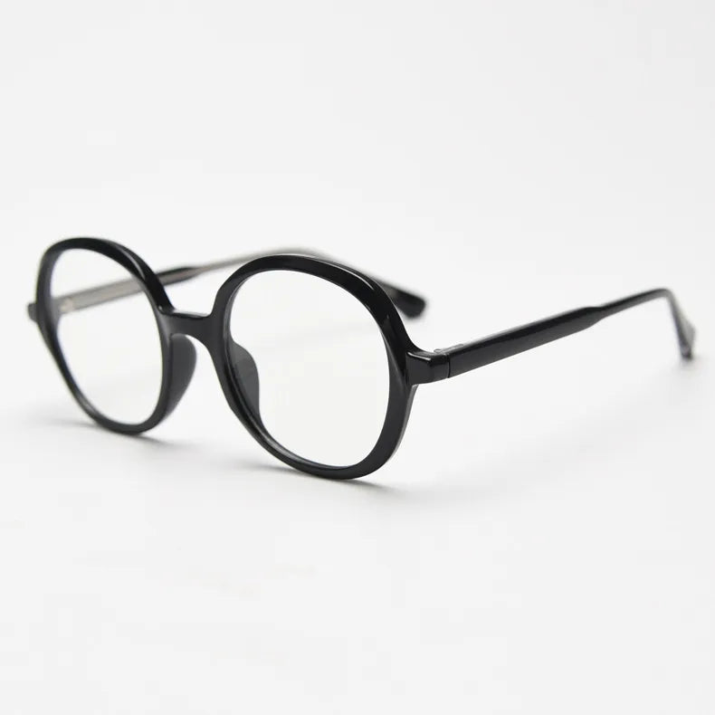 CCspace Unisex Full Rim Large Round Tr 90 Titanium Eyeglasses 56945 Full Rim CCspace C1Black