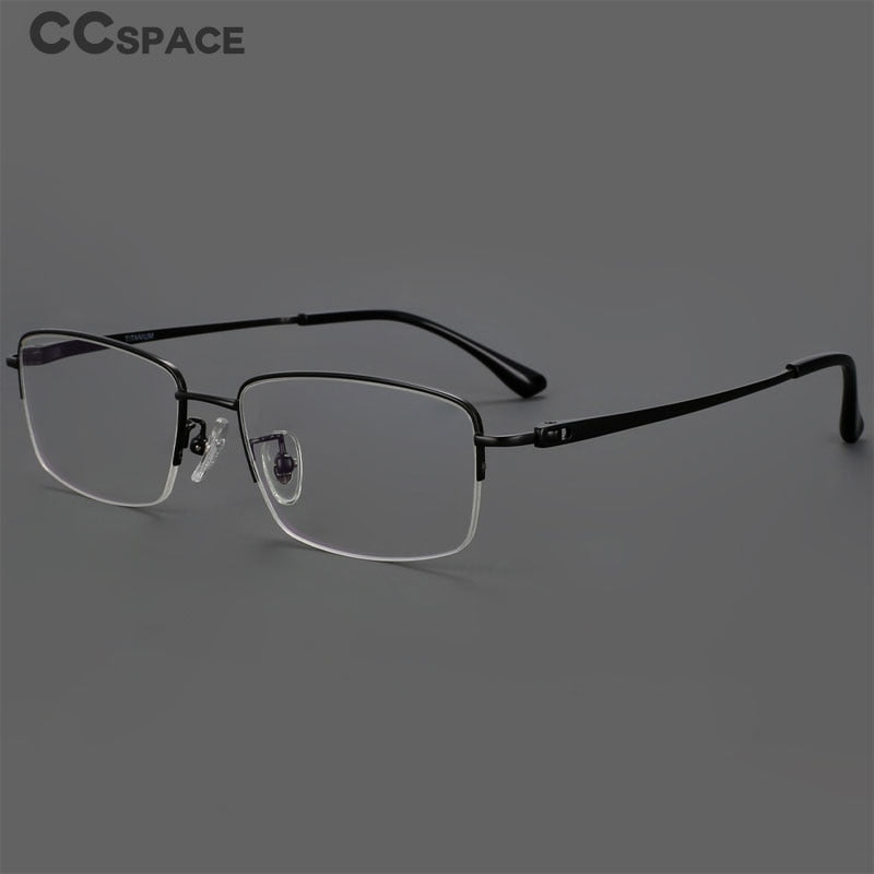 CCspace Women's Semi Rim Square Hand Crafted Titanium Eyeglasses 55883 Semi Rim CCspace