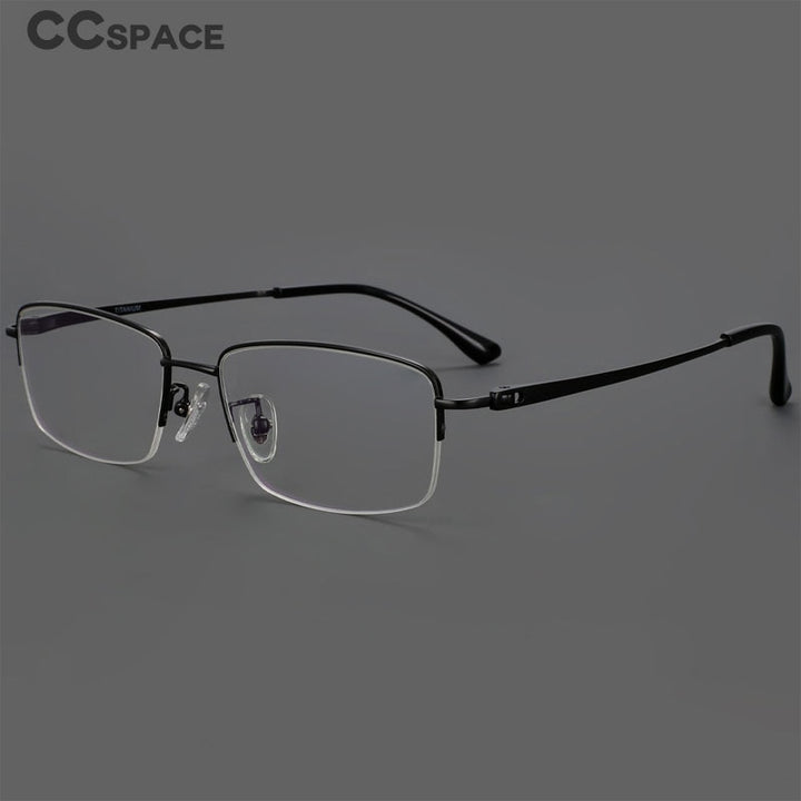 CCspace Women's Semi Rim Square Hand Crafted Titanium Eyeglasses 55883 Semi Rim CCspace
