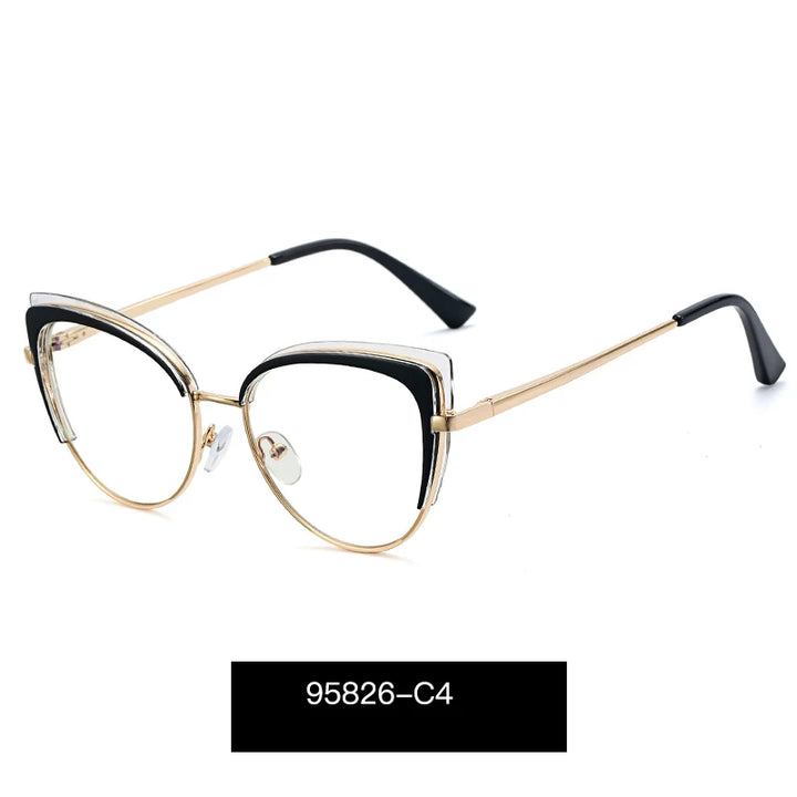 Handoer Women's Full Rim Oval Cat Eye Tr 90 Alloy Eyeglasses 695826