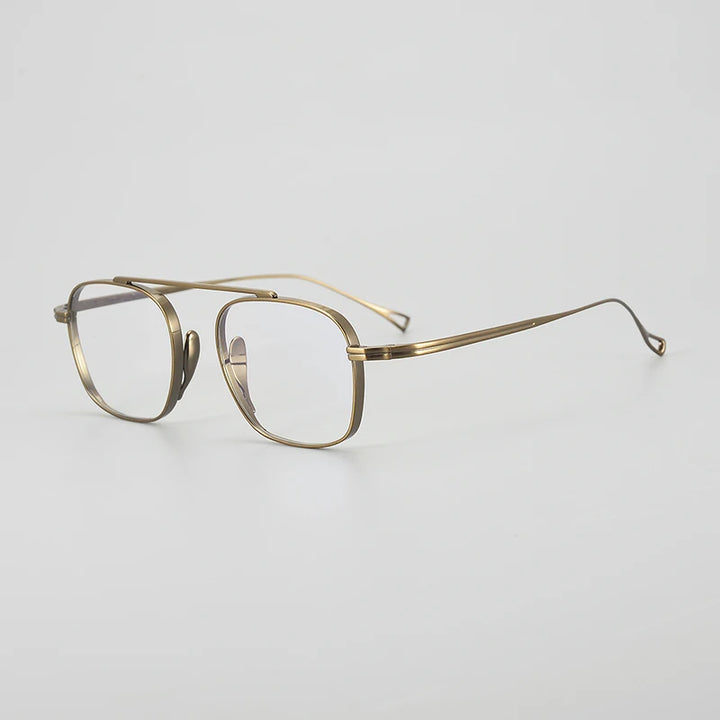 Gatenac Unisex Full Rim Small Square Titanium Eyeglasses Gxyj1474 Full Rim Gatenac Bronze