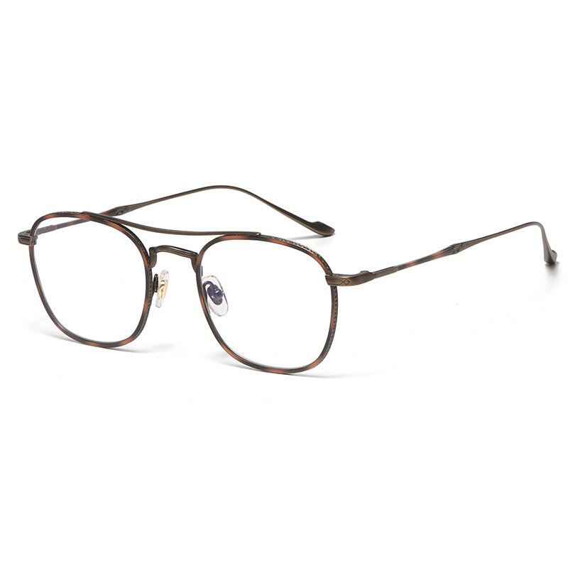 Gatenac Unisex Full Rim Square Double Bridge Titanium Eyeglasses Gxyj1040 Full Rim Gatenac Tortoiseshell