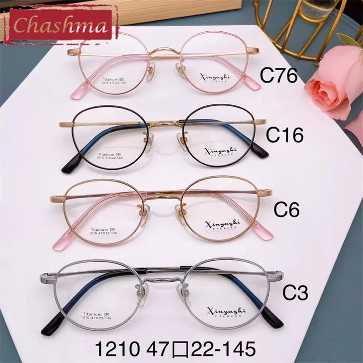 Chashma Ottica Unisex Full Rim Round Titanium Eyeglasses 1210 Full Rim Chashma Ottica