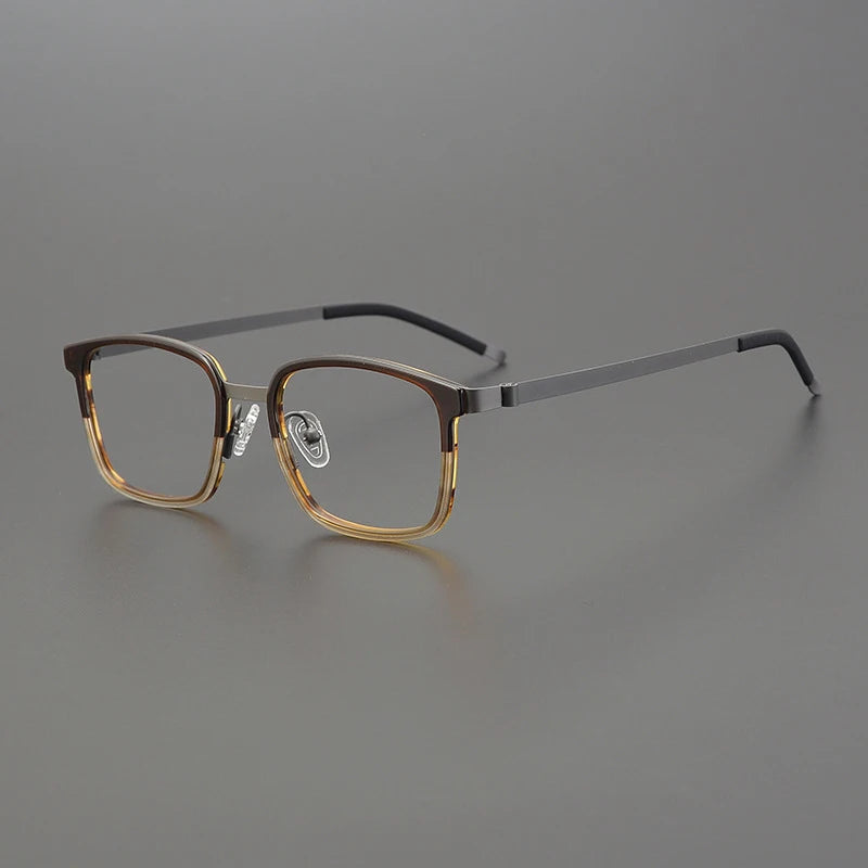 Gatenac Unisex Full Rim Square Acetate Stainless Steel Eyeglasses Gxyj1224 Full Rim Gatenac Tea Gun