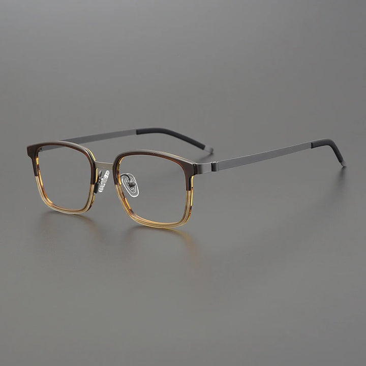 Gatenac Unisex Full Rim Square Acetate Stainless Steel Eyeglasses Gxyj1224 Full Rim Gatenac Tea Gun