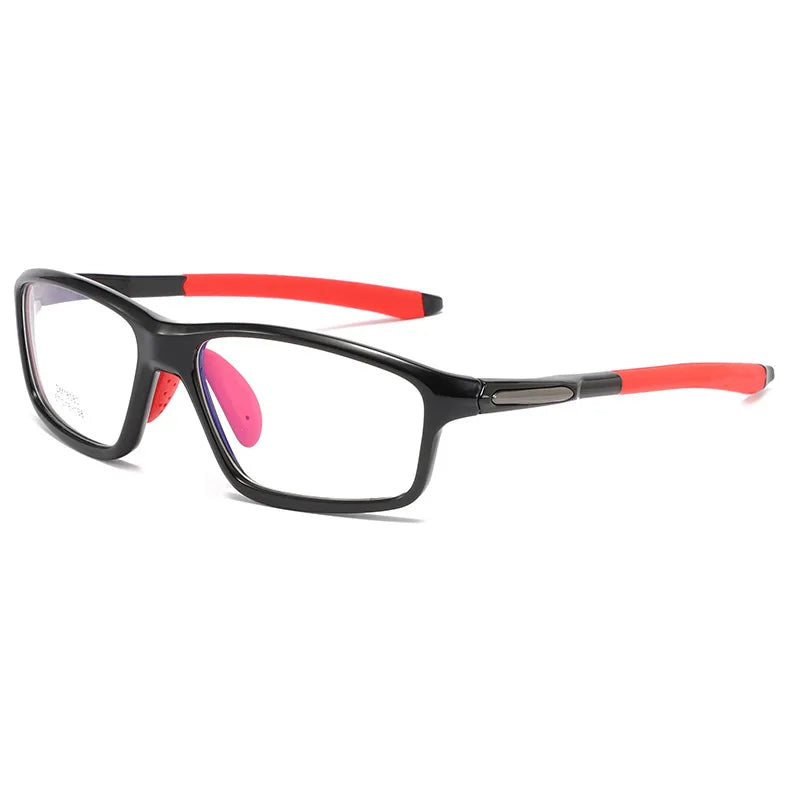 Hdcrafter Men's Full Rim Square Tr 90 Acetate  Sports Eyeglasses 18080 Full Rim Hdcrafter Eyeglasses Red