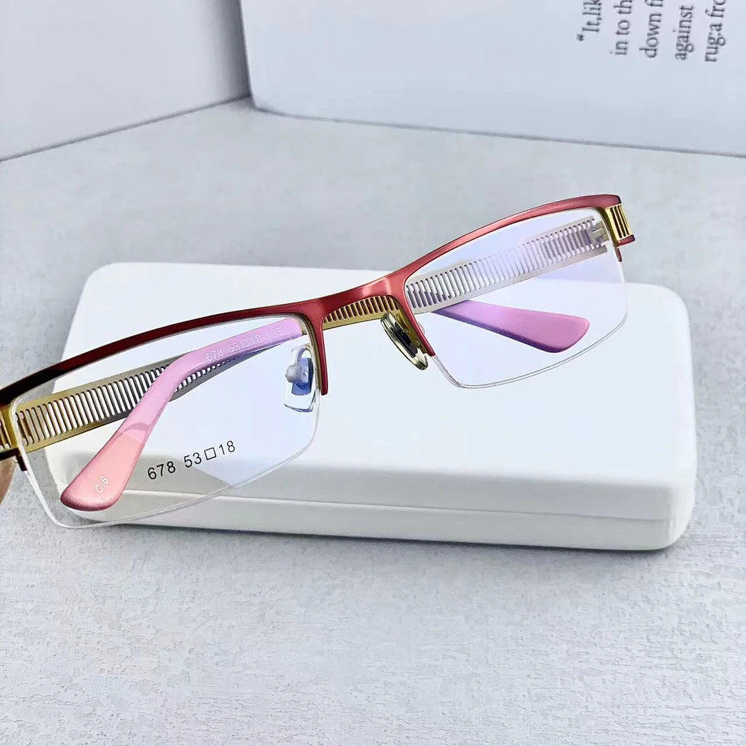 Cubojue Unisex Semi Rim Rectangle Alloy Reading Glasses C678 Reading Glasses Cubojue
