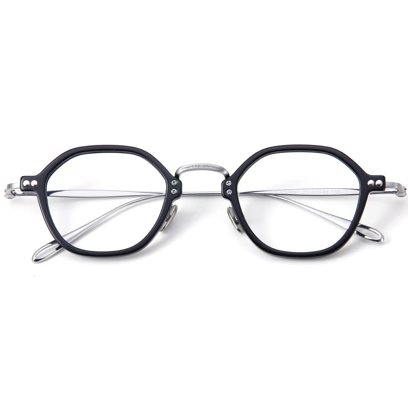 Muzz Unisex Full Rim Polygon Oval Titanium Acetate Eyeglasses 5957 Full Rim Muzz C3