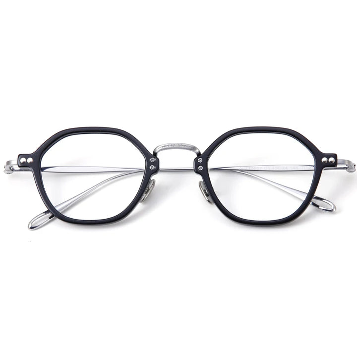 Muzz Unisex Full Rim Polygon Oval Titanium Acetate Eyeglasses 5957 Full Rim Muzz C3