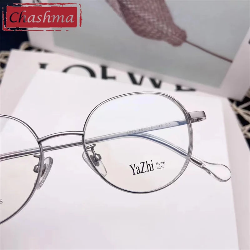 Chashma Ottica Unisex Full Rim Round Titanium Eyeglasses 5050 Full Rim Chashma Ottica
