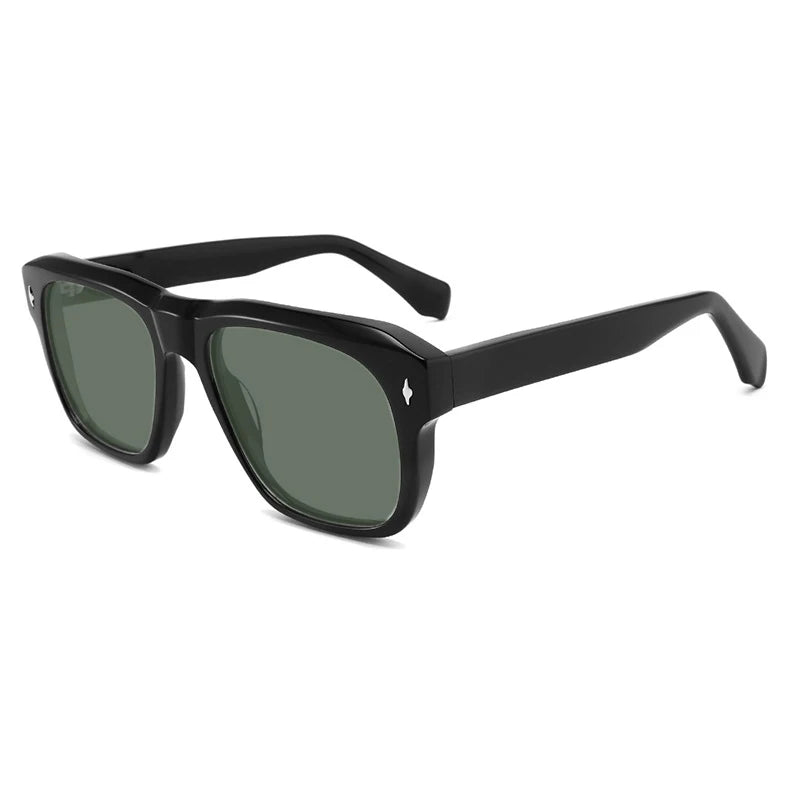 Gatenac Unisex Full Rim Square Polarized Acetate Sunglasses Mo16 Sunglasses Gatenac Black Green